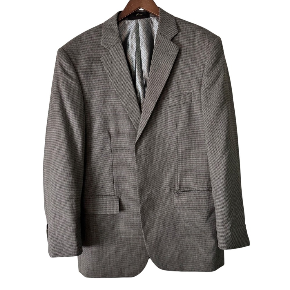 Fortini Italiana Blazer Superfine Wool‎ Sport Coat Brown Houndstooth Jacket 40